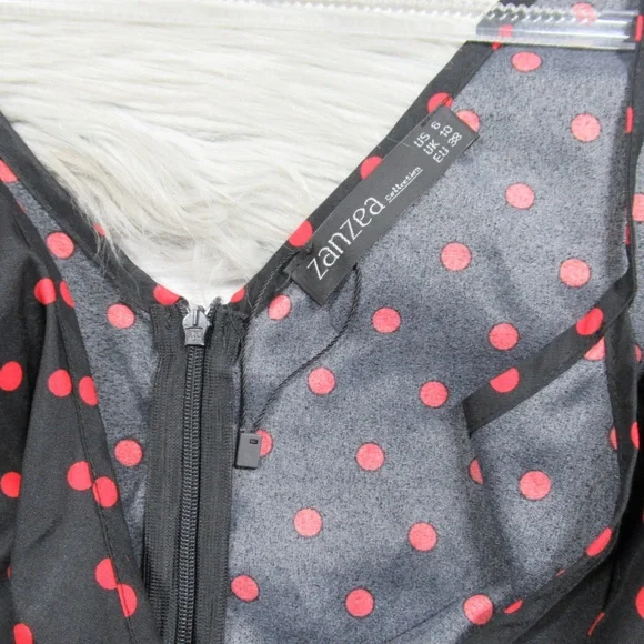 Zanzea Black Red Polkadot Boho Maxi Dresses Women's Size 6 Oversized/Relaxed Fit - Picture 8 of 11